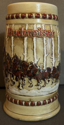 Budweiser 1981 Holiday Stein Clydesdale Snowy Woodland ''Very Rare''