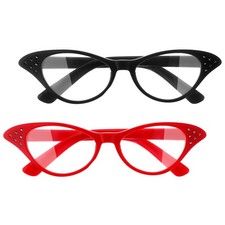 4Pcs Cat Eye Glasses with Rhinestones, Retro 50's 60's Party Costume Glasses ...
