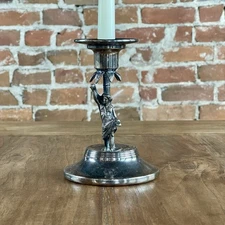 Quadruple Plated Silver Figural Candlestick Holder 6.5”  WM Rogers Mfg Co  Rare