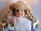 VTG Porcelain Dollhouse Boy and Girl (French?) Blue Checked Matching Outfits 4" — photo 4