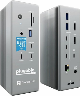 New - Plugable Thunderbolt 5 Dual HDMI Docking Station with HDMI 2.1 and 140W