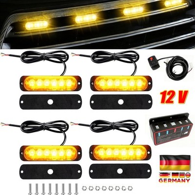 4Stk GELB 6LED Auto Frontblitzer Warnleuchte LKW Strobe Licht Blitzlicht 12V
