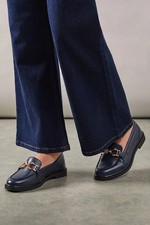 Wallis Womens Loafers Navy Metal Snaffle Detail Flat Heel Comfortable Fit
