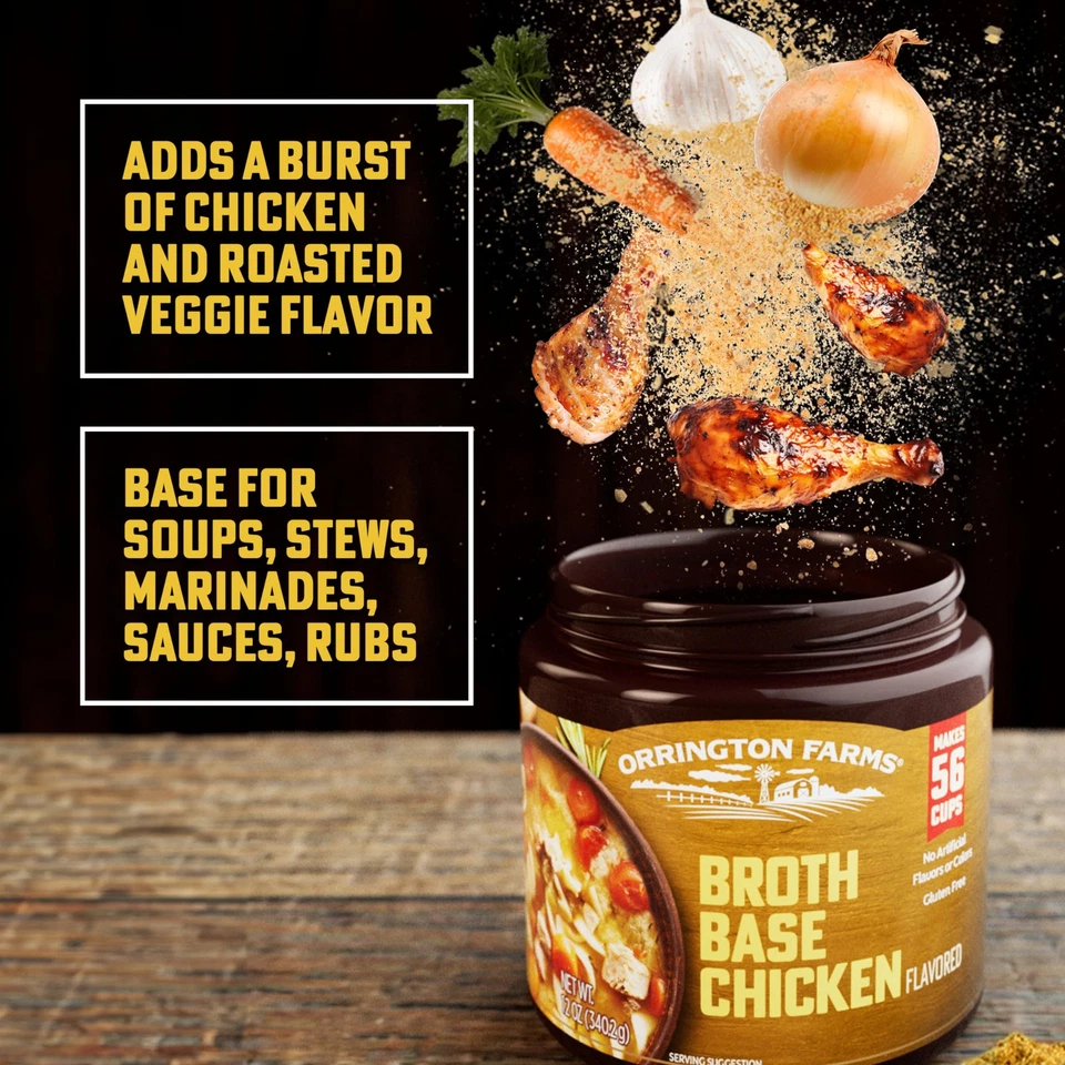 Base y condimento para caldo con sabor a pollo Orrington Farms, 12 onzas (paquete de 6) Foto 3 de 4