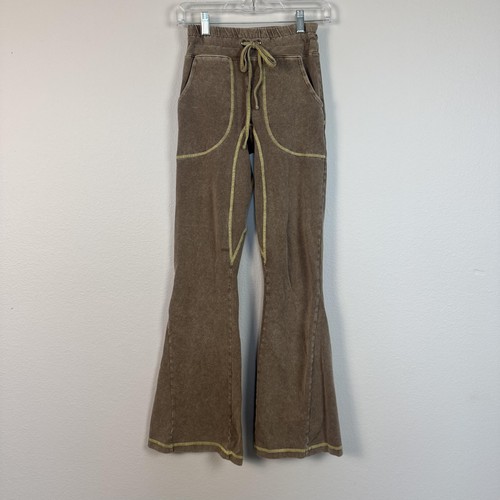 Free People Pants Womens XS New Flow Flares Pumice 70s Yoga Boho Athleisure