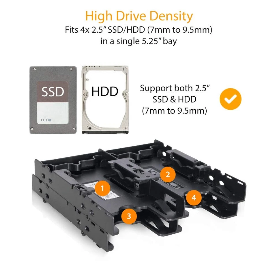 4 Bay Dual 2.5" SSD/HDD Mounting Bracket for 5.25" Bay Adapter - Image 3 of 4