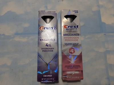 LOT (2) CREST 3D WHITE BRILLIANCE 4% HYDROGEN PEROXIDE TOOTHPASTE 3.8 OZ