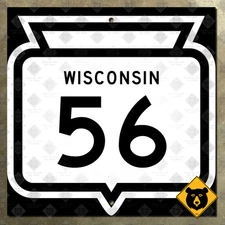 Wisconsin Highway 56 state route marker sign 1961 Viroqua Viola Genoa 16x16