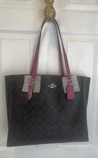 Coach Mollie Tote In Signature Canvas Shoulder Bag Gold/Brown/Pink NWT 1665