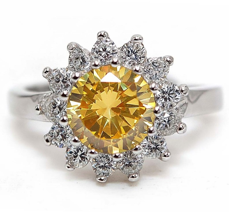 3CT Heat Treated Yellow Topaz 925 Solid Sterling Silver Ring Sz 6 NF1-6
