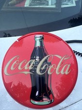 1996 Coca Cola Red Round Coke Phone Light Up Landline Wall Telephone 12"