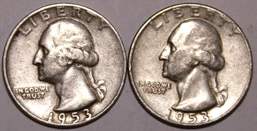 (2) Washington Silver Quarters - Extra Fine - 1953D 1953S - #0946EA