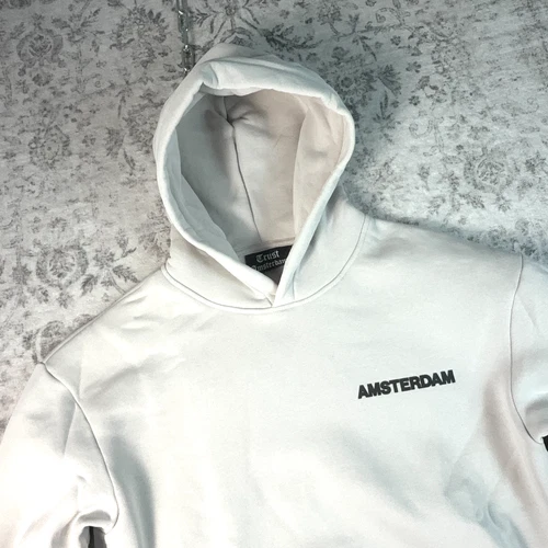 Trust Amsterdam Hoodie Mens L White City Essentials Logo Graphic Pullover - product listing photo