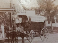 1800s antique PHOTO white river vt CARDIGAN HOUSE horse delivery wagon GEO SMITH