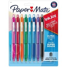 Paper Mate InkJoy Retractable Ballpoint Pen, 1.0 mm, Assorted Colors, 8 Count
