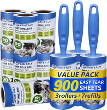Extra Sticky Lint Roller Mega Value Set 900 Sheets for Pet Hair Removal and Clot