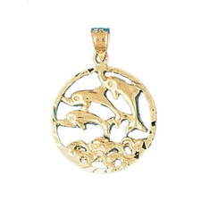 Dolphin Charm Pendant 14k Gold 2.6 Grams 