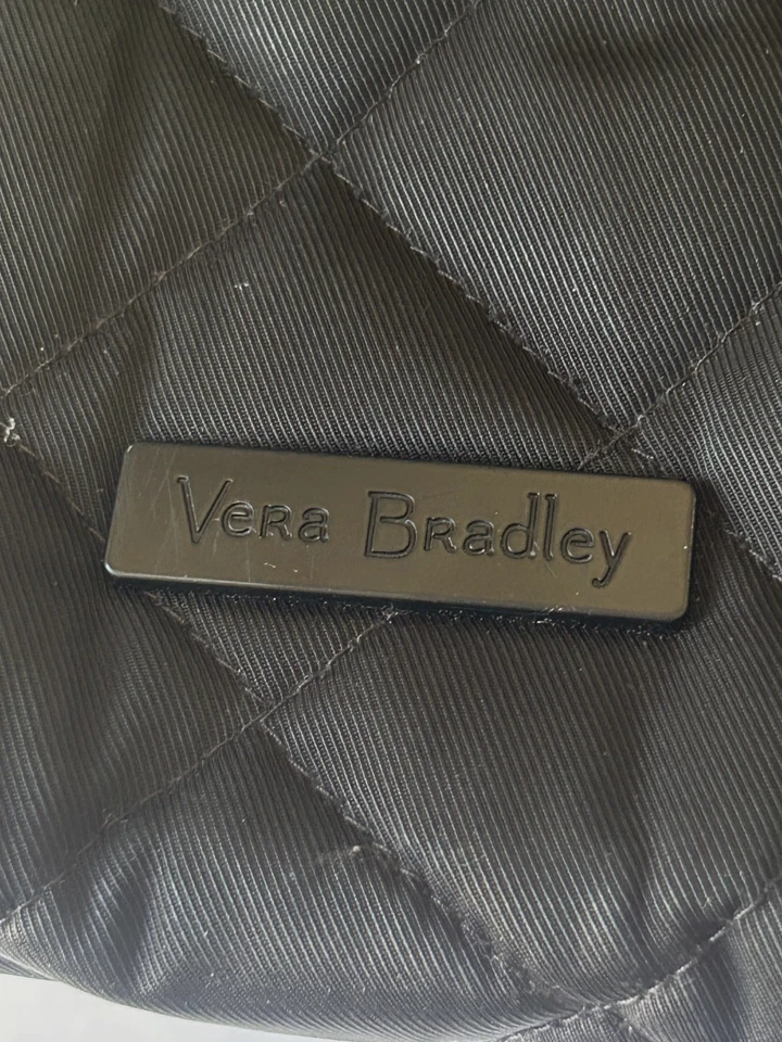 Bolso de Mano Vera Bradley Pequeño Vera Negro Microfibra Acolchado 15'Wx11"Hx4"D Foto 2 de 4