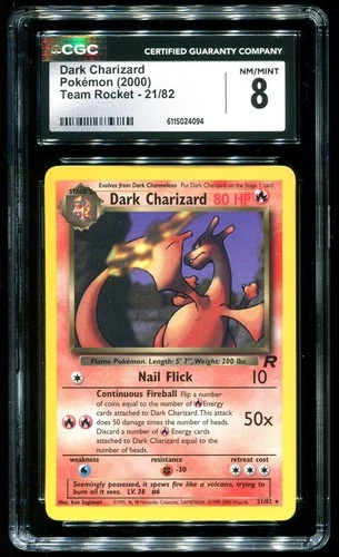 CGC 8 Dark Charizard Rare Team Rocket 2000 Pokemon Card #21