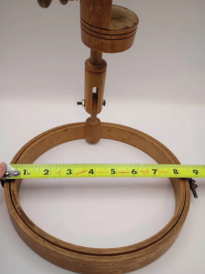 Vintage Embroidery Wooden Hoop With Table Clamp Style. Good Condition. 8" Dia. - Image 2 of 4