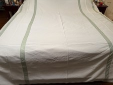PEACOCK ALLEY white sage banded Coverlet with...