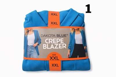 Dakota Blue Crepe Blazer XXL Notch Lapel Lined Women's Suit Jacket Blue