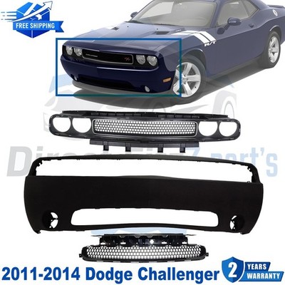 Front Bumper Cover primed Upper & Lower Grille For 2011-2014 Dodge Challenger