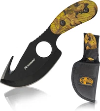 Fixed Blade Knife, All in One Skinning Knife with Gut-Hook, for Hunters and Outd