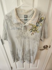 Ed Hardy Men s Colorwash Light Blue Skulls Po...
