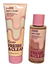 VICTORIA'S SECRET PINK FRESH  CLEAN CREME FRAGRANCE MIST  BODY LOTION 2 pc