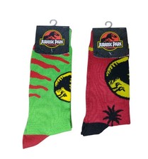 Lot of 2 Pair Jurassic Park Unisex Crew Socks