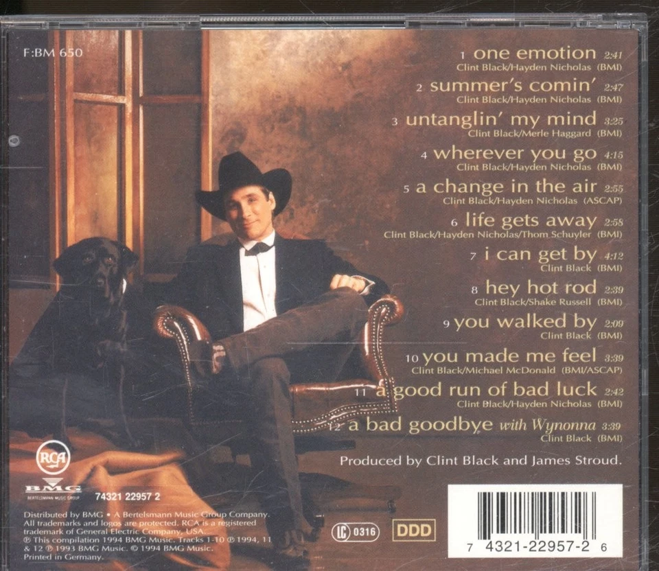 Clint Black One Emotion CD Deutschland RCA 1994 74321229572 - Bild 2 von 3