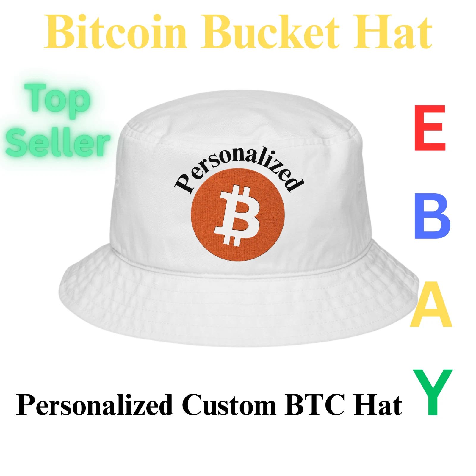 Personalized Bitcoin ₿ Embroidered Bucket Hat Crypto Cap BTC Hat Premium Gift