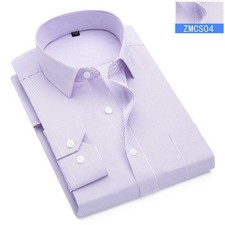 New Men's Dress Shirts Long Sleeves Formal Business Striped Casual Shirts Top