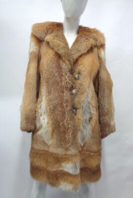 SLIGHTLY WORN NATURAL RED FOX FUR COAT JACKET WOMEN WOMAN SIZE 4 PETITE