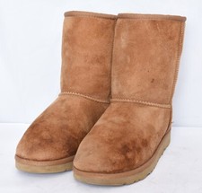 UGG AUSTRALIA Classic Short Sheepskin Lined Suede Ankle Booties Girls Sz 4