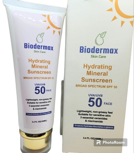 ๐50 SPF Mineral hydrating Sunscreen 100ml, Ceramides & Niacinamide UVA/UVB - Picture 4 of 5