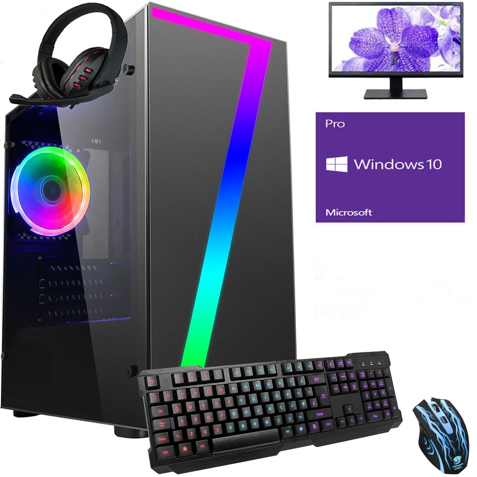 OCHW GAMING PC COMPUTER BUNDLE AMD QUAD CORE 4.2 1TB 8GB ATI 8570D 21.5" SCREEN GOB