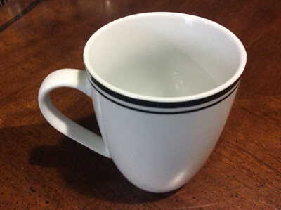 Amazon Basics Porcelain Coffee Mug White with Black Stripe | eBay