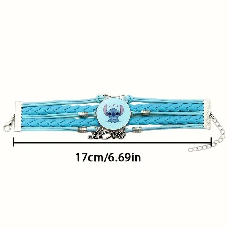 Lilo and Stitch Cartoon Character Themed Bracelet Woven Faux Leather Bracelet