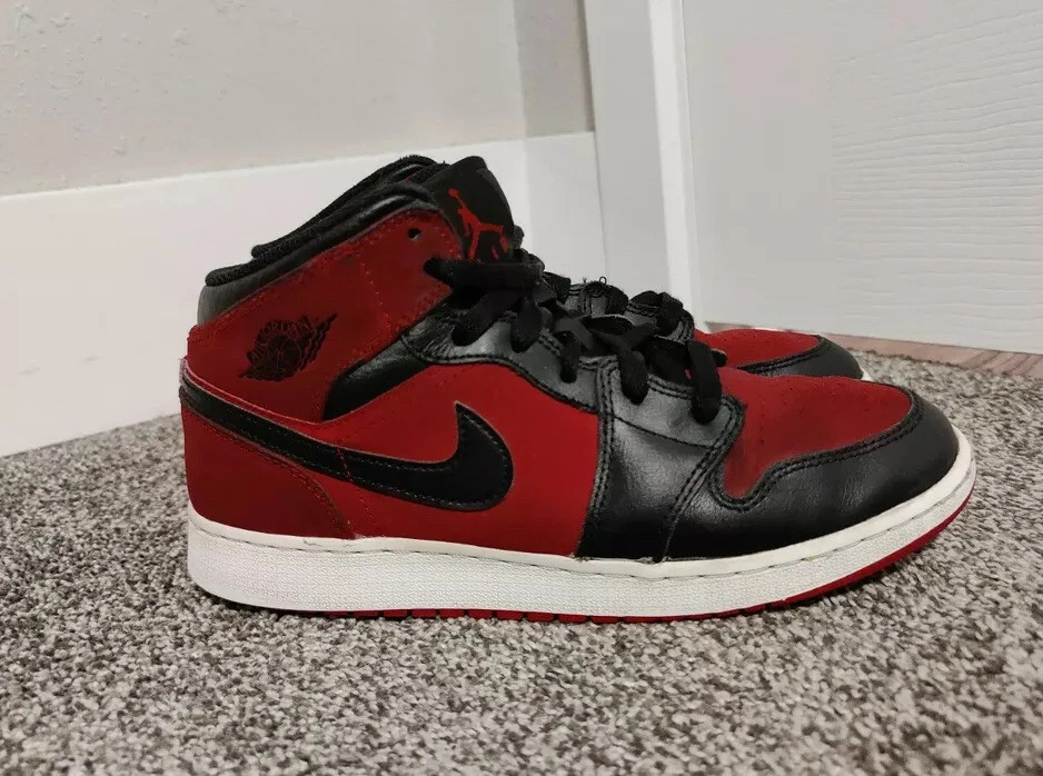 Nike Air Jordan 1 Mid GS Sneakers Gym Red Black Womens 7 M eBay