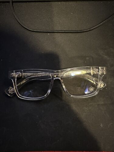 Chrome Hearts Box Officer Eyeglasses Frames Crystal With Silver Accent - Foto 1 di 7