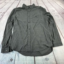 Express Mens Gray Woven Long Sleeve Button Down Shirt Sz Large