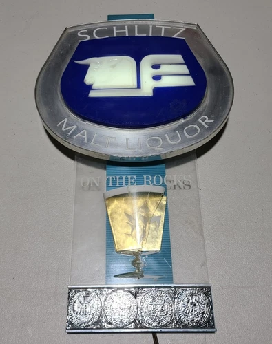 Vintage Schlitz Beer Malt Liquor Light Up Sign On The Rocks Bar TESTED (22"x12")