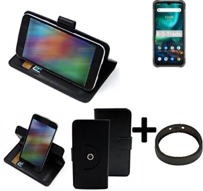 360° Schutz Hülle für UMIDIGI Bison 2021 + Bumper Wallet Case Universal schwa