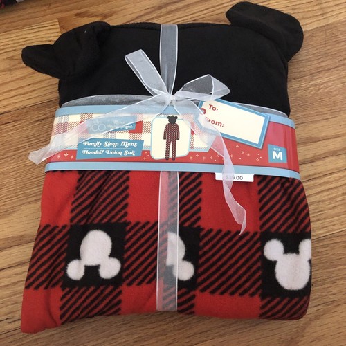 New! Men's Disney 100 Mickey Mouse Matching Family Union Suit Hooded - Red M