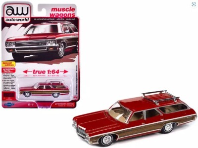 Chevrolet Kingswood Estate Wagon 1970 Side Wood Panels Auto World 1/64 Diecast