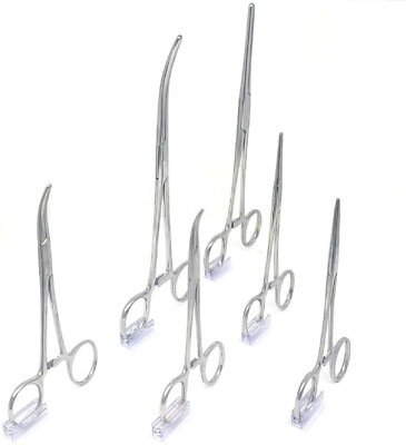 6pc Set 5''+6.25''+8'' Straight & Curve Hemostat Forceps Locking Clamps