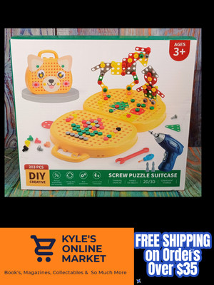 DIY Creative Screw Puzzle Suitcase - 203pcs - YELLOW - NEW