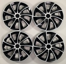 15" Set of 4  Wheel Covers fits R15 Tire & Steel Rim Hub Caps*Black&white 15''